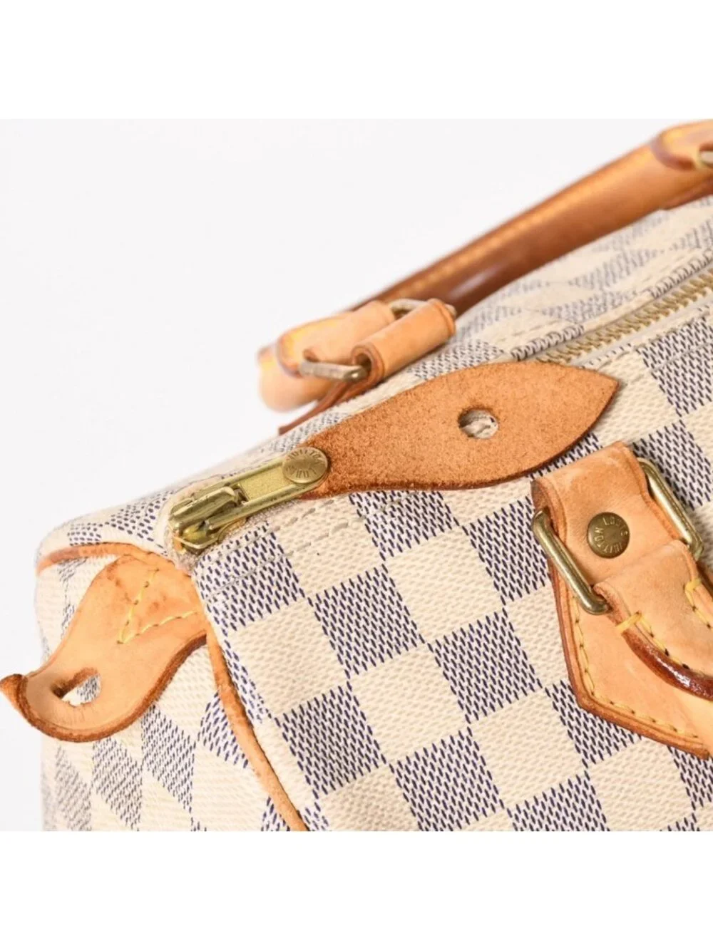 Louis Vuitton Handbag Speedy 25 Damier Azur White Navy